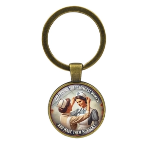 Porte-clés hommage infirmière en bronze vintage avec citation inspirante et charme