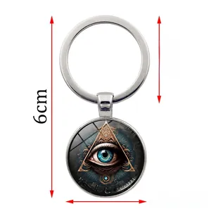 Détails du porte-clés Œil d'Horus en verre argenté avec les dimensions précises