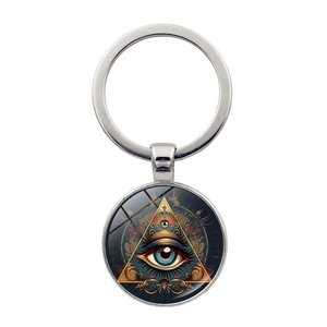 Porte-clés Œil d'Horus égyptien antique avec pendentif en verre et métal rétro