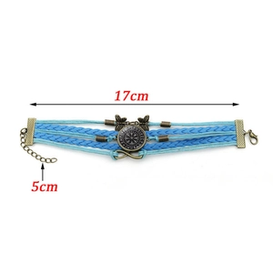 Viking compass and infinity charm multilayer braided bracelet with 17cm+5cm sizing