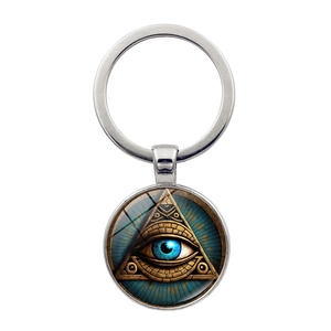 Porte-Clés Œil D'Horus Égyptien Antique En Métal Rond Œil De La Providence Pendentif Mystique Vintage Pour Sac De Voiture