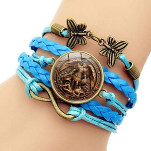 Bracelet tressé multicouche Archange Michel avec breloques infini et papillon de style rétro