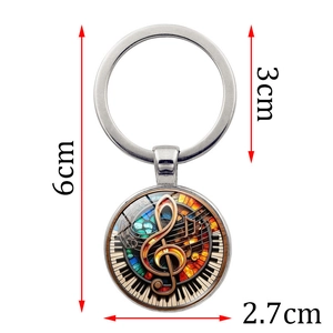 Porte-clés musique avec pendentif clavier de piano et notes, longueur de 6 cm
