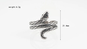 Anello a serpente retrò con trama a scaglie, che mostra peso 6,2 g e altezza 21,4 mm