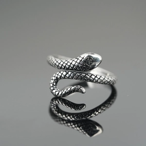 Vintage Punk Snake Ring Titanium Steel Animal Wrap Band Carved Scale Texture Ring Jewelry For Men Women Gothic Party Accessory