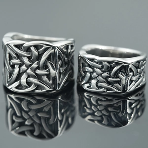 Bague en Acier Inoxydable Nœud Celtique Viking Rétro Punk Gothique Anneau Tressé pour Hommes Femmes Bijoux Nordiques