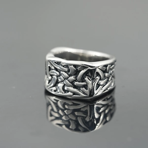 Bague punk rétro en acier titane avec motif tressé de nœud celtique pour homme
