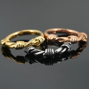 Vintage Titanium Steel Braided Twisted Wire Knot Ring For Men Women Couple Streetwear Distressed Stainless Steel Band Ring