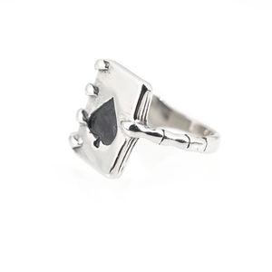 Vintage spade ace ring with gothic skull claw design in high quality stainless steel