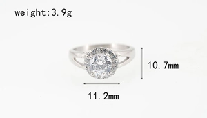 Detailed view of silver halo ring with weight and size specs for 3.9g titanium steel
