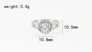 Detailed specs of the 3.4g stainless steel halo ring with 10.8mm rhinestone setting