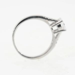 Elegant titanium steel ring featuring a large square-cut diamond in a classic setting