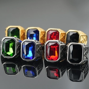 Vintage Masonic Freemason Stainless Steel Ring For Men Hip Hop Punk Rectangular Rhinestone Signet Ring Square Compasses G Letter Jewelry Gift