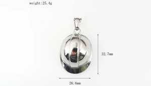Detailed view of silver titanium steel hard hat pendant with measurements 32.7mm and 25.4g