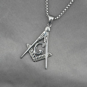 Silver stainless steel Freemasonry G pendant necklace with box chain for men and women