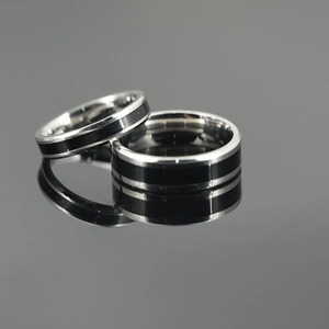 Minimalist Titanium Steel Band Ring For Men Women Silver Black Two Tone Polished Stainless Steel Ring Jewelry Gift