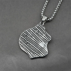 Men's titanium steel necklace with irregular wave texture pendant on box chain