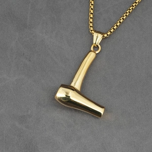 Kreative goldene Haartrockner-Halskette mit Boxkette für einen modernen, modischen Look