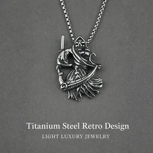 Gothic Magere Hein Zeis Schedel Hanger Ketting Voor Heren Retro Roestvrij Staal Verouderd Sieraden Met Venetiaanse Schakel Kettingen