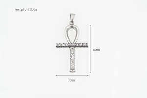 Silberner Ankh-Anhänger mit Horusauge-Detail, Maße 50mm x 33mm bei einem Gewicht von 13,6g