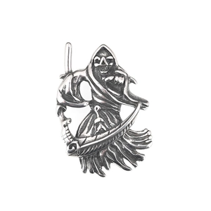 Retro gotische Grim Reaper ketting met schedel en zeis hanger in vintage zilveren look