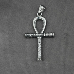 Vintage Edelstahl Eye of Horus Ankh Anhänger Halskette mit altägyptischem Motiv