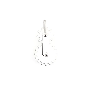 Industrial style rotating gear pendant necklace in silver stainless steel finish