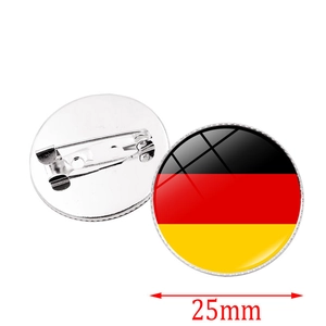 German flag time gem brooch 25mm round metal pin badge with polished glass dome cover