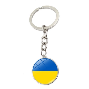 Ukraine Flagge Metall Schlüsselanhänger mit Glaskuppel Anhänger für Fußballfans