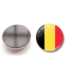 25mm glass fridge magnet with Belgium flag design and magnetic backing for home decor