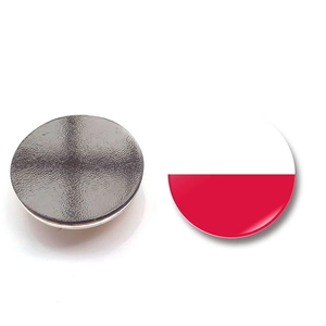 Round 25mm Poland flag glass refrigerator magnet with magnetic back for home decor