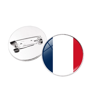 French flag brooch pin made of stainless steel and glass for sport fans clothing