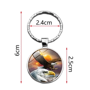 American eagle metal keychain with glass pendant for car keys and bags 6cm size