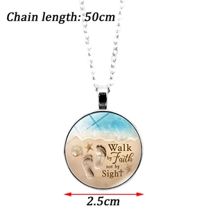 Set collana Walk By Faith con impronte sulla spiaggia e catena d'argento da 50cm