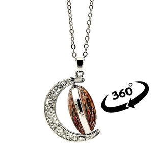 Archangel Michael rotating moon pendant necklace with vintage silver hollow design