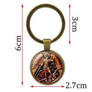 St. Michael the Archangel keychain with bronze alloy ring and 6cm dimensions