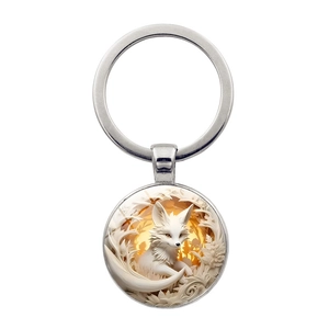 Vintage Volpe Modello Gemma del Tempo Cabochon di Vetro Lega di Zinco Portachiavi Animale Grafica Ciondolo Borsa Fascino Portachiavi Regalo
