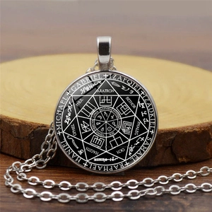 Zegel Van De Zeven Aartsengelen Hanger Ketting Legering Glas Mystiek Hemels Symbool Retro Sieraden Voor Dames Trui Ketting Cadeau