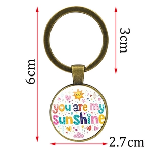 Porte-clés vintage en bronze avec pendentif You Are My Sunshine et dimensions