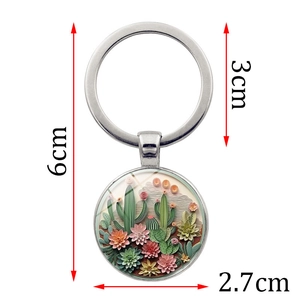 Portachiavi con ciondolo in vetro succulento con dimensioni 6 cm altezza e 3 cm diametro