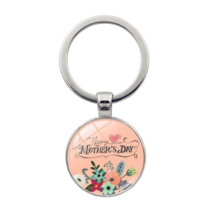 Porte-clés Fête des Mères avec anneau en métal et pendentif floral en verre pour cadeau
