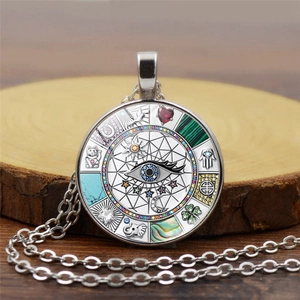 Vintage Legering Boze Oog Hanger Halsketting Voor Vrouwen Mystieke Hamsa Hand Olifant Gelukssymbolen Amulet Glas Cabochon Sieraden