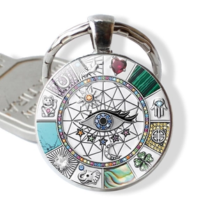 Porte-clés Amulette Chance Mauvais Œil Vintage Alliage de Zinc Émail Main de Fatma Éléphant Pendentif pour Sac Bijoux Cadeau