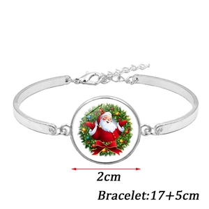 Pulsera navideña de Papá Noel con colgante de 2 cm y cadena ajustable de 17+5 cm plata