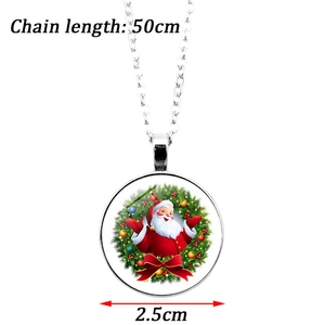 Conjunto de collar de Papá Noel con cadena de 50cm y colgante de cristal de 2,5cm para Navidad