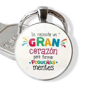 Porte-clés Rond en Alliage de Zinc Argent Avec Texte Inspirant Espagnol Cadeau de Remise de Diplôme Fête des Enseignants