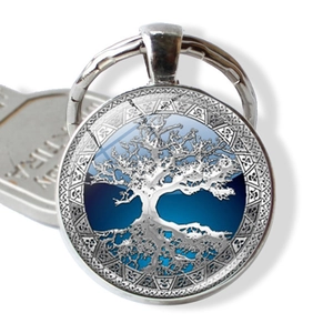 Vintage Tree Of Life Keychain Zinc Alloy Glass Dome Pendant Key Ring For Women Men Bag Accessory Jewelry Gift