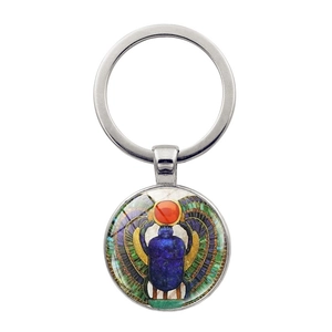 Ancient Egyptian Scarab Sacred Beetle Keychain Time Gem Alloy Glass Metal Keyring Vintage Mythological Gift For Men Women