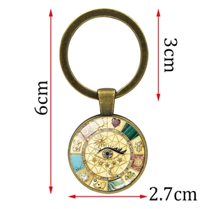 Vue détaillée du porte-clés talisman en bronze de 6cm avec mesures de taille