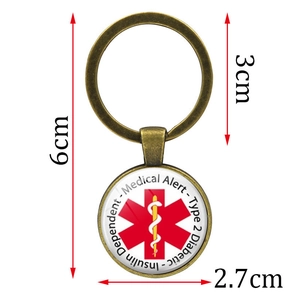 Bronze Medical Alert Type 2 Diabetic keychain featuring Star of Life and clear lettering